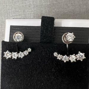 Sterling Silver 925 cz stones 2 ways earrings